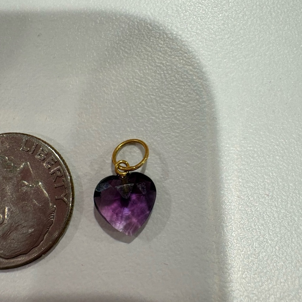 18k gold danity amethyst heart charm